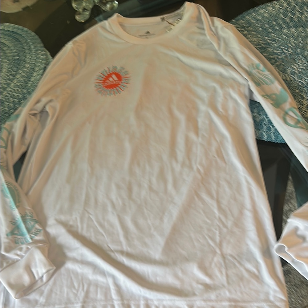 NWT Adidas White and Orange Long Sleeve Tee